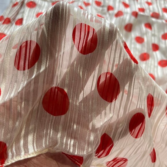 Vintage 80s Polka Dots on ivory Tent Dress Women’s 100% silk Sheer - Picture 6 of 6